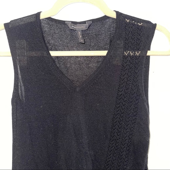 BCBGMAXAZRIA | Women’s Black Asymmetrical Knit V Neck Top Size XS - Picture 5 of 7